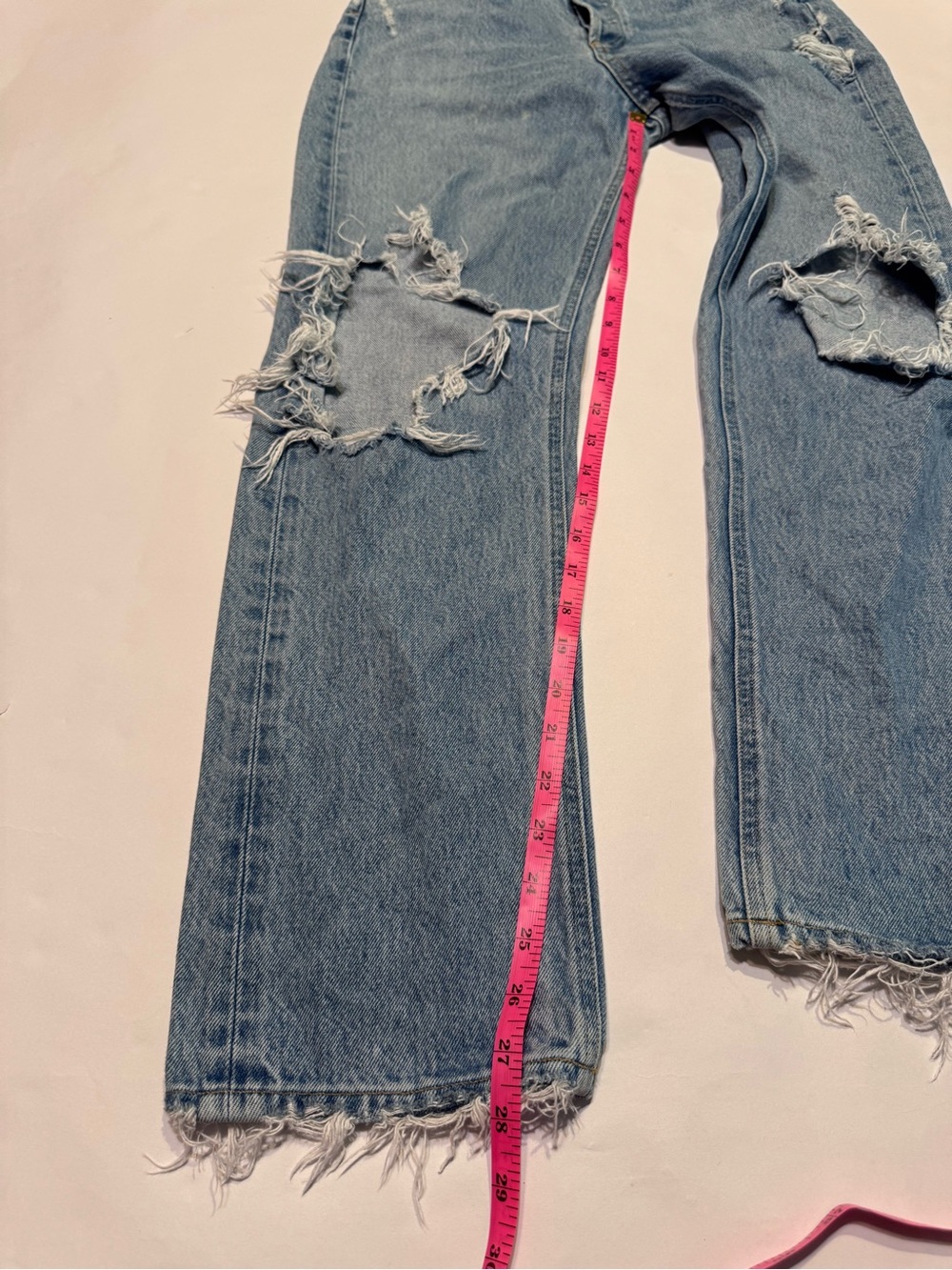 AGOLDE 90s Crop Mid Rise Loose Fit Jeans Medium Wash Blue Distressed Size 24 - Picture 10 of 10